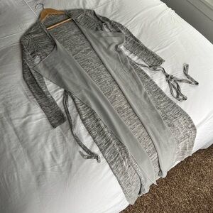 Guess long maxi grey cardigan robe, long-sleeved and elegant